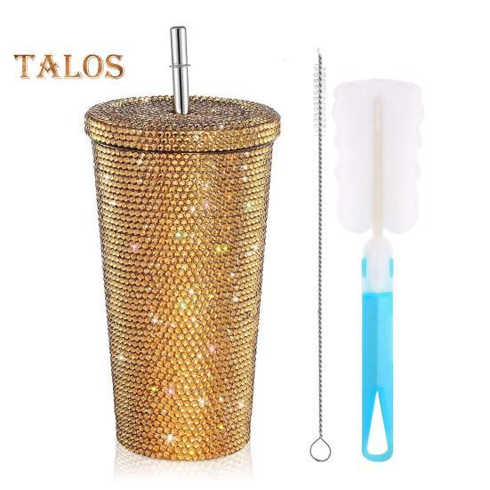 

Блестящий стакан с кисточкой, стразами, заклепками, стакан из нержавеющей стали, термокружка, игристая термокружка, подарки на день рождения для мамы и жены 500ML