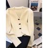 Temperament Bow Button Knitted Cardigan Women's Versatile Skinny Sweater Jacket Women's Top