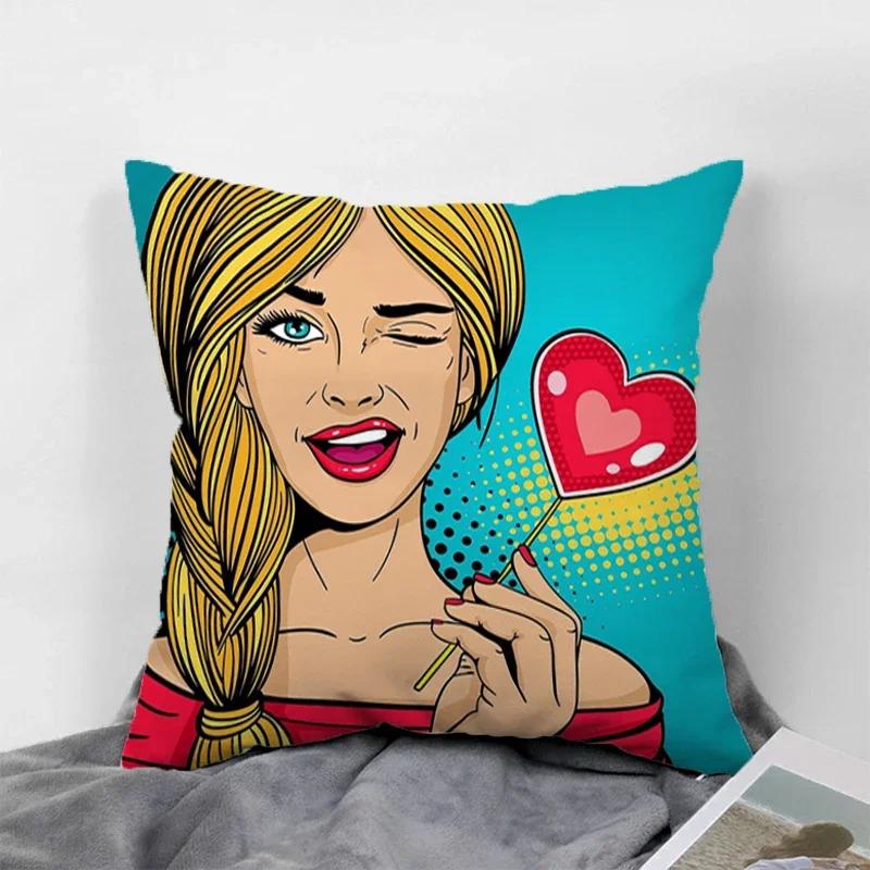 Pop Art Kissenbezüge für 45x45 Kissen Dekorative Sofakissenbezüge 60x60 Kissenbezug 40x40 Paarkissen Kissenbezüge 50x50