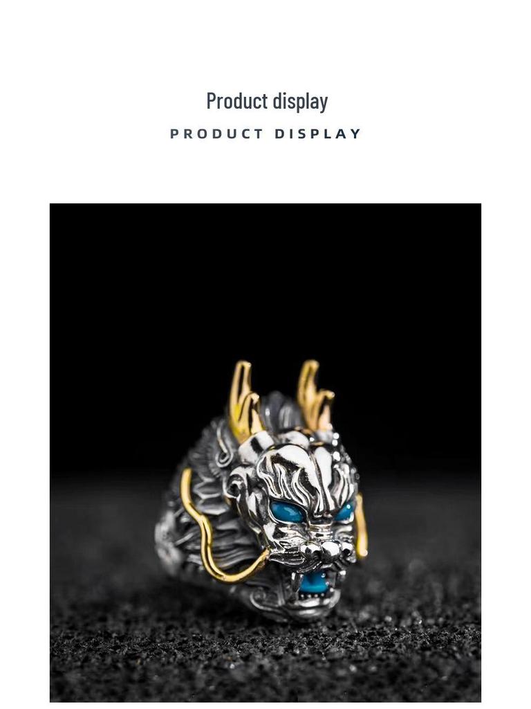 Męski Modny Retro Pierścień Boskiego Smoka – Ręcznie Robiony, Luksusowy Dodatek na Palec Wskazujący