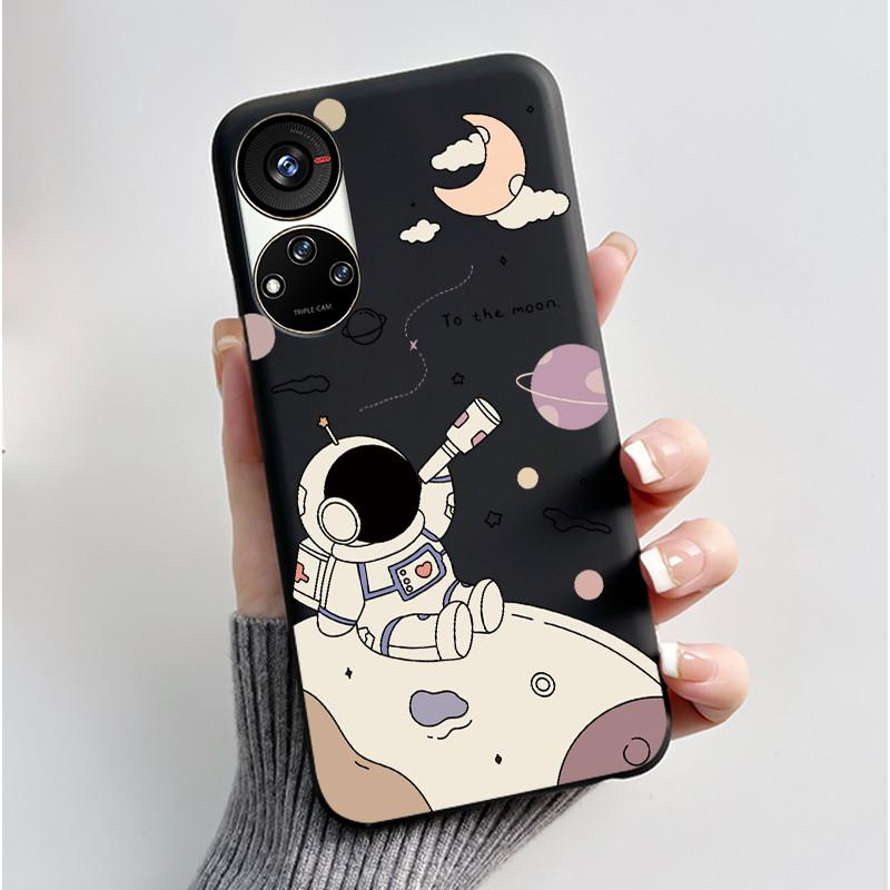 Hülle für ZTE Blade V40S / Axon 40 SE / V70 Pro Hülle Ästhetisch Niedliche Katze Astronaut Weiche Schwarze Matte Schutzhülle Rückseite