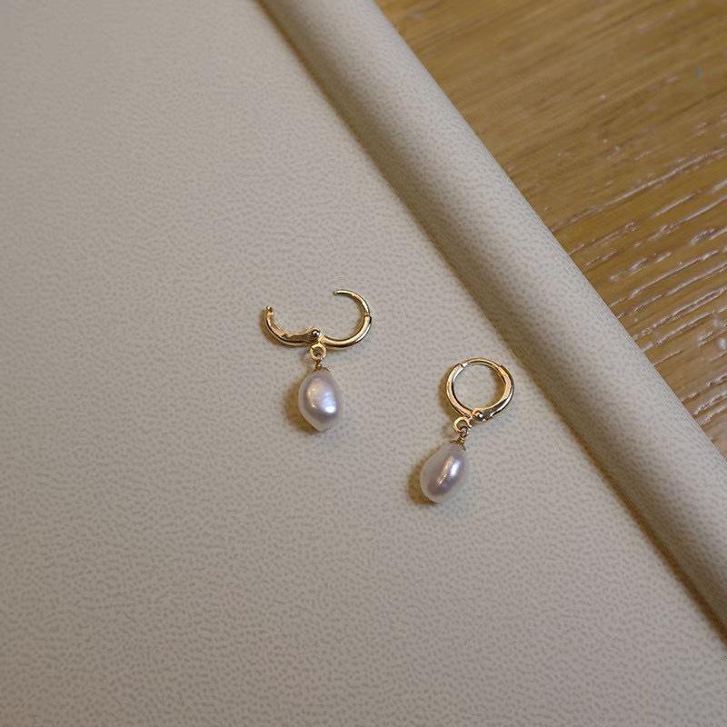 Vintage special-shaped baroque freshwater pearl ear buckle women's 11k gold injection fashion commuter natural freshwater pearl earrings