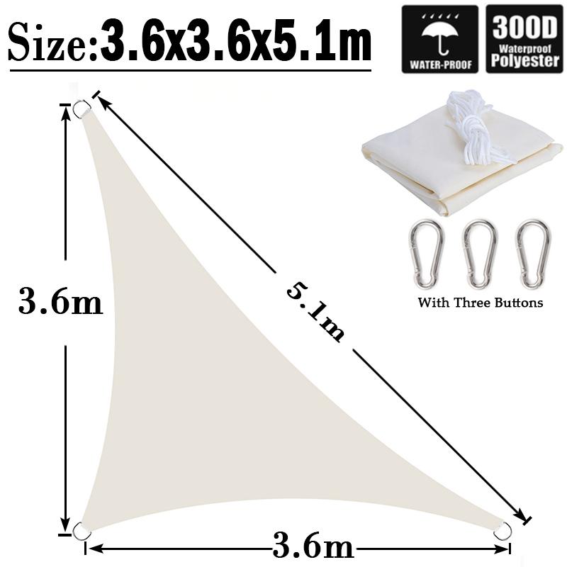 Milky 300D Polyester Waterproof Sun Shade Fabric Sun Shelter Tent Outdoor Triangle Rectangle Awning Garden Terrace Sun Canopy