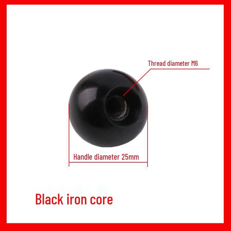 Bakelite Iron & Copper Core Handwheel Ball Handle - Red/Black Stainless Steel Head