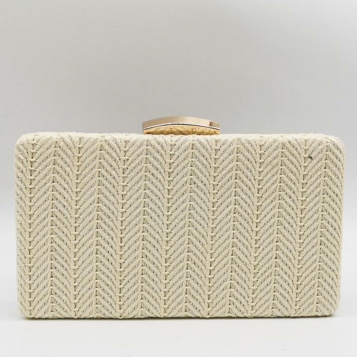 

Boutique De FGG Women Straw Black Evening Bags Ladies Party Dinner Box Day Clutches Chain Shoulder Handbags and Purses Small Clutch