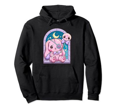 Kawaii Pastel Goth Cute Creepy Rabbit Plush Hoodie