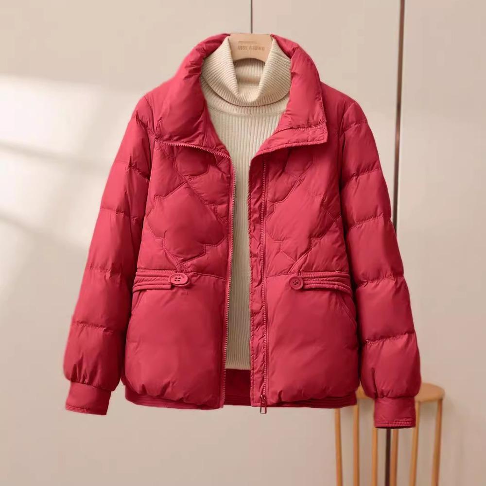 

New down cotton-padded clothes women s winter small cotton-padded clothes stand-up collar versatile short small cotton-padded jackets thickened coats L червоний