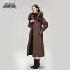 XueZhongFei Women's Long Hooded Fox Fur Collar Down Jacket