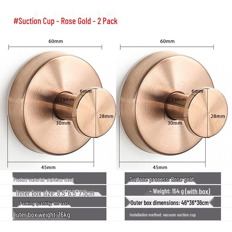 Stainless Steel Traceless Vacuum Suction Cup Hook for Kitchen and Bathroom Towels