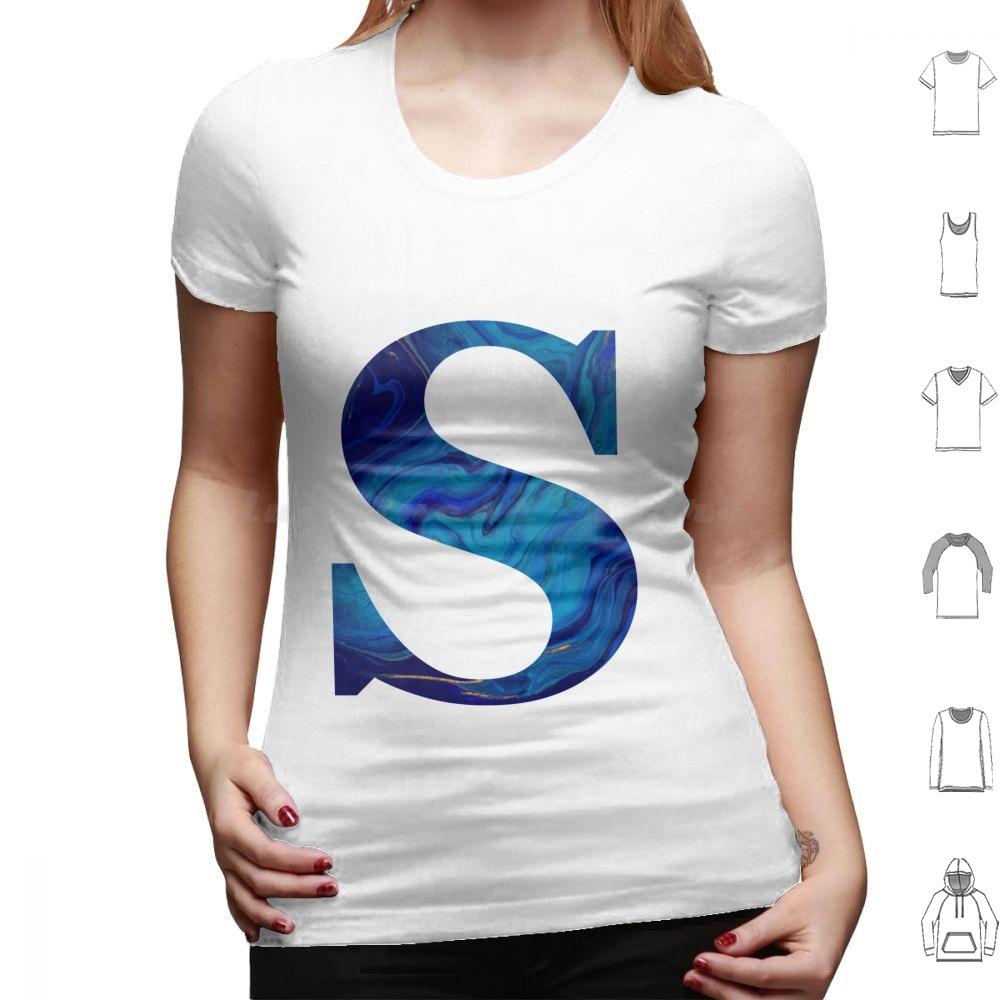 Lettre S Marble Blue T Shirt Big Size 100% Cotton S Funny Cute Meme Trendy Quote Trending Pink Flowers Aesthetic College Quotes
