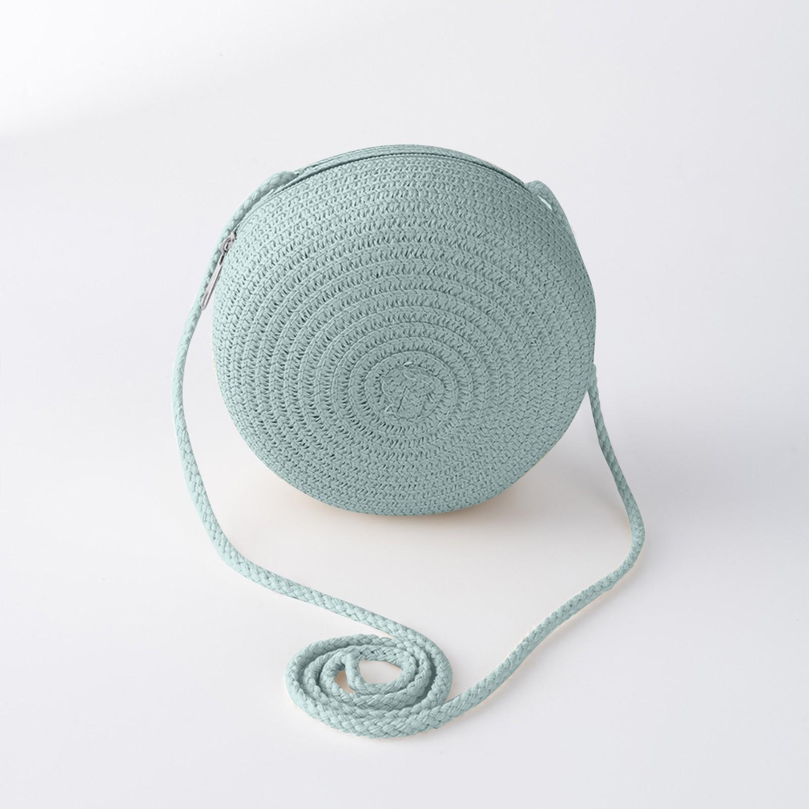 

Детская дорожная круглая соломенная пляжная сумка через плечо One Size синий