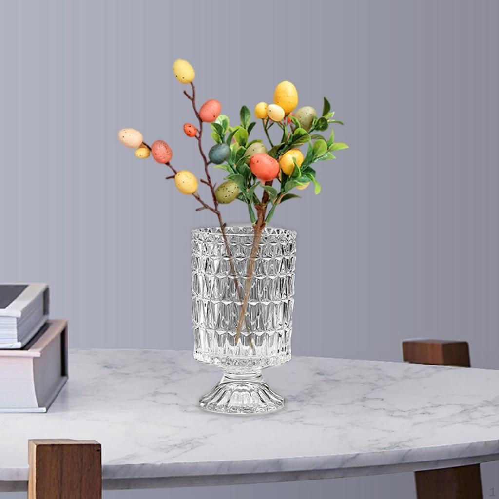 Modern Crystal Glass Vase Flower Arrangement Clear Dried Flowerpot for Centerpiece Home