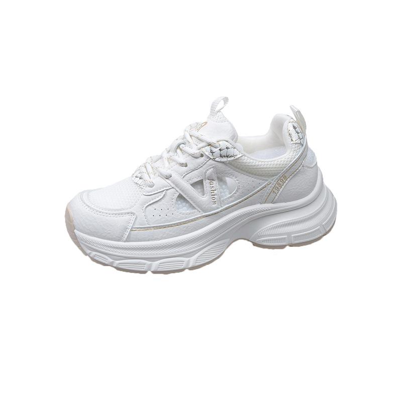 Height-increasing dad shoes women 2025 new versatile Paris casual silver spring and summer fried street lace-up small sneakers
