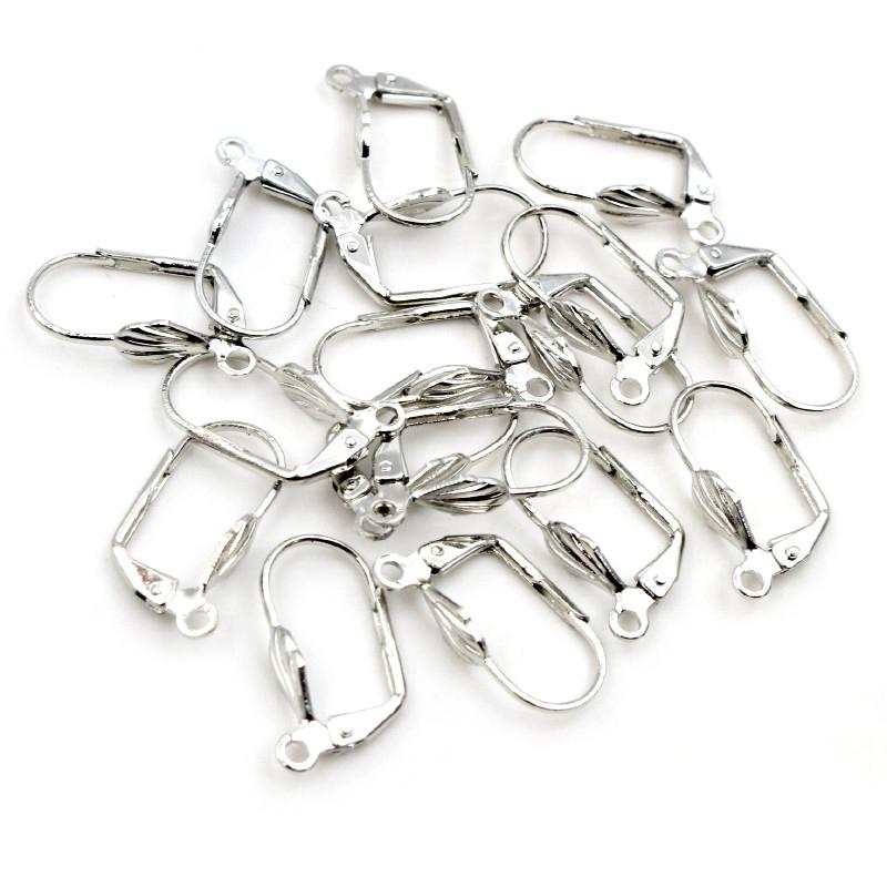 17*11mm 50pcs High Quality 5 Colors Plated Brass French Earring Hooks Wire Settings Base Settings Whole Sale