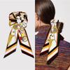 Girl Hair Silk Scarf Lady Elastic Scrunchies Ties Band Accessories Luxury Design Horse Print Ponytail Hairstyle Hairbands Ribbon