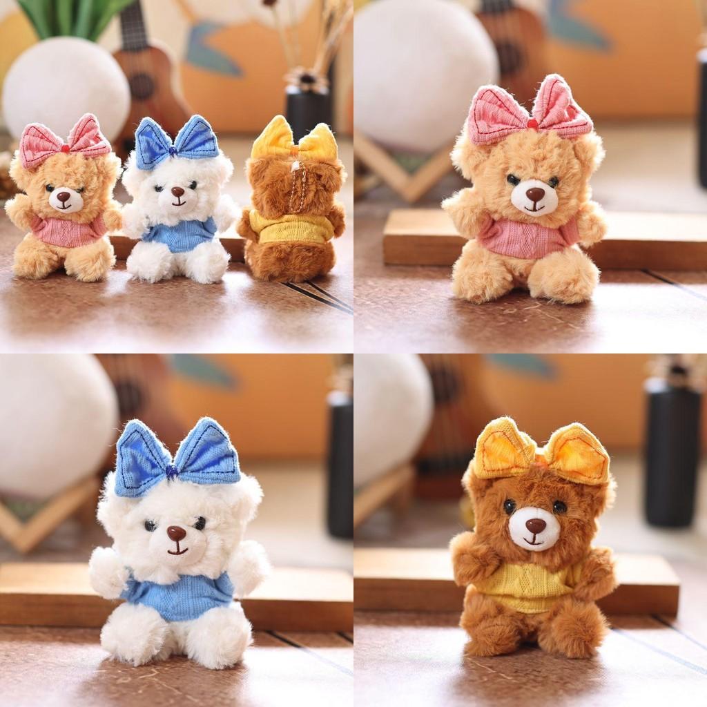 Bear Plush Bowknot Keychain Bag Pendant Animal Doll Toys Keyring Kids Gifts