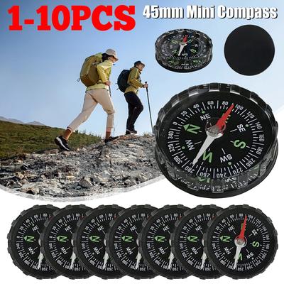 10-1 Stück Mini-Kompass 45MM Tragbarer Handkompass Outdoor Camping Wandern Reisen Notfall Überleben Navigationswerkzeug