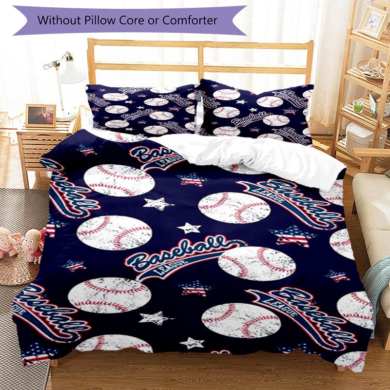 3pcs Baseball Bedding Set Duvet Cover Closure Includes 1 Duvet Cover & 2 Pillowcases, Soft and Comfortable for All Seasons.
