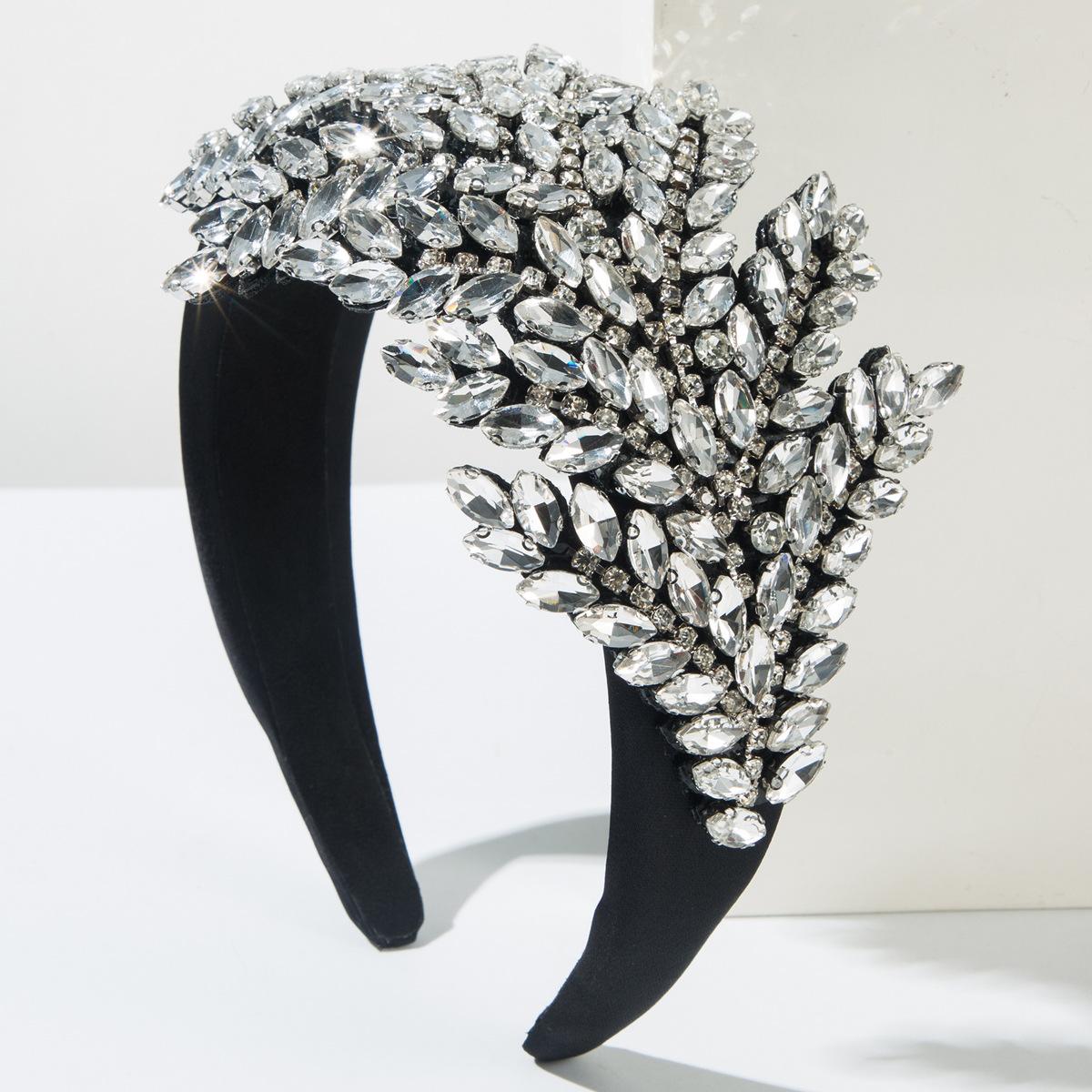 

Роскошные диадемы с бриллиантами, аксессуары для волос в форме листьев для женской вечеринки, ярко блестящие, ободок для волос, повязка для волос, обруч, головной убор, новинка