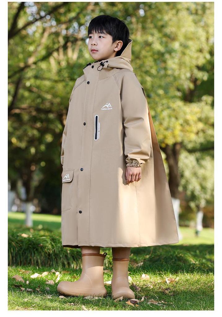 Kids' Full-Length Raincoat with Backpack Space - Heavy Rain Protection for Primary School Girls & Boys, Durable Oxford Cloth