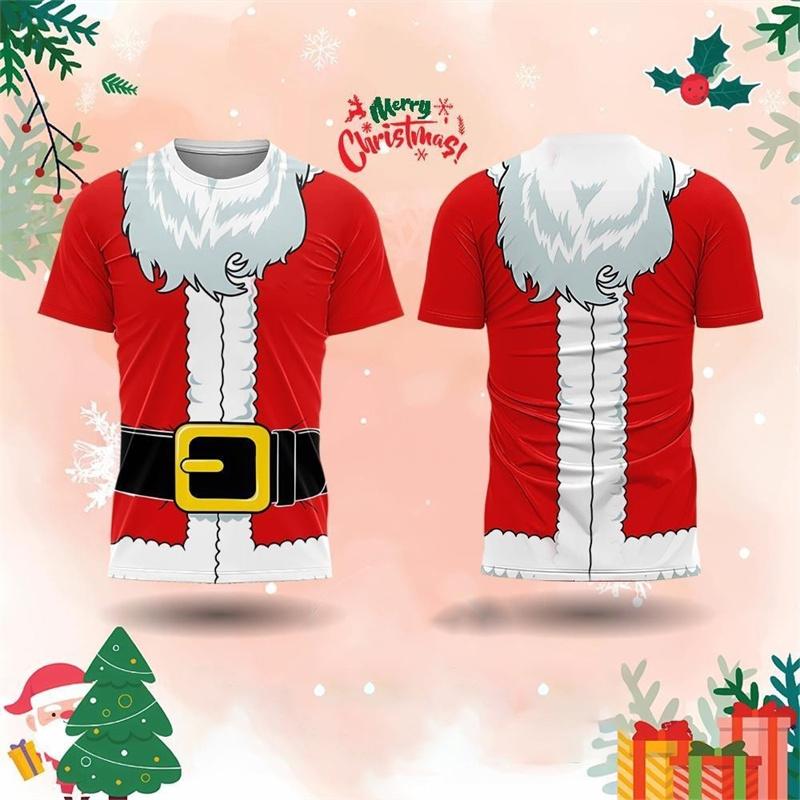 Funny Christmas Santa Claus T-shirt Short Sleeve T-shirt Personality Cosplay Design Xmas Festival Tee Top Unisex Clothing