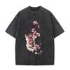 2026 Vintage gewaschenes Beige Chinesische Tinte Kirschblüten Grafik T-Shirt Blumendruck Oversized Lässiges Kurzarm-T-Shirt