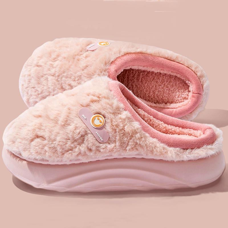 2025 Thick Sole Fluffy Slippers Women Comfy Warm Soft Sole Indoor Cotton Slippers Woman Winter Anti Slip Platform Slides Woman