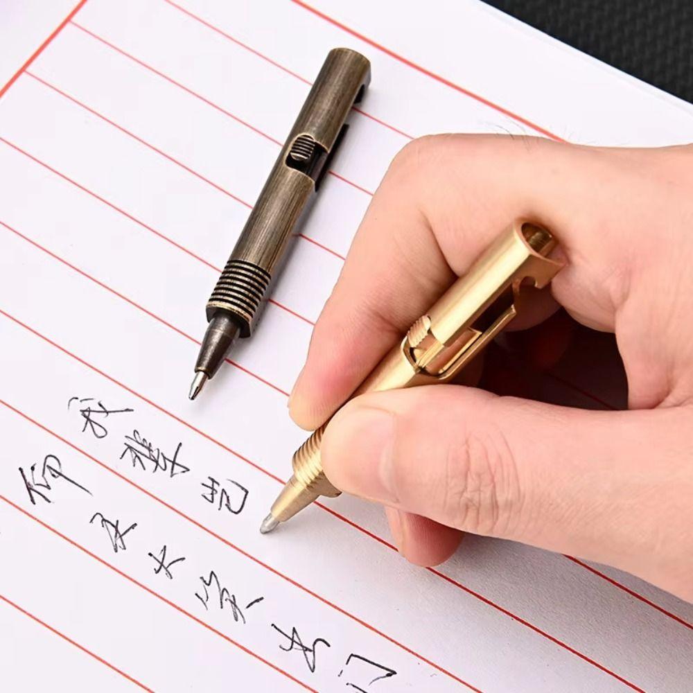 All-Metal Mini Brass Pen Easy Carry Neutral Ballpoint Pen Travel Pocket Pen School Supplies