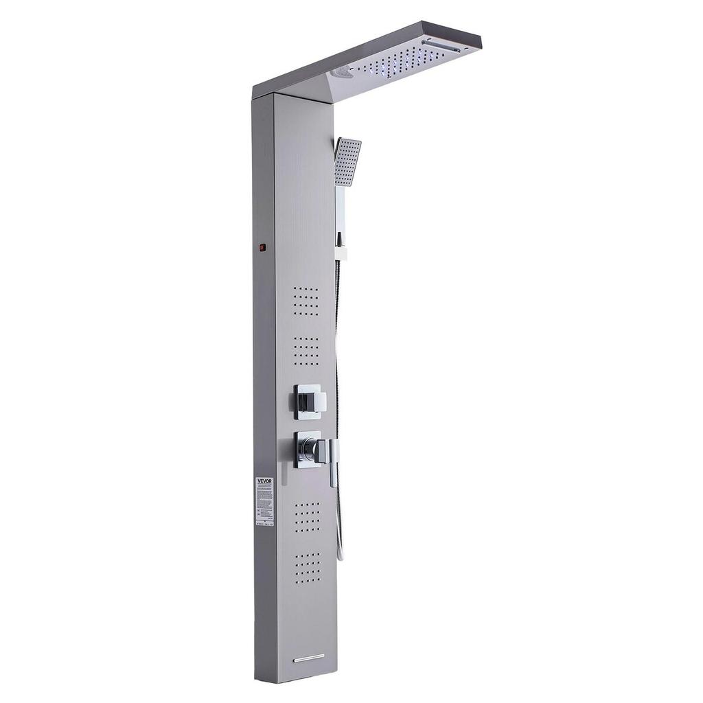 Shower Panel Tower System Stainless Steel Column Rainfall Head 5 Modes