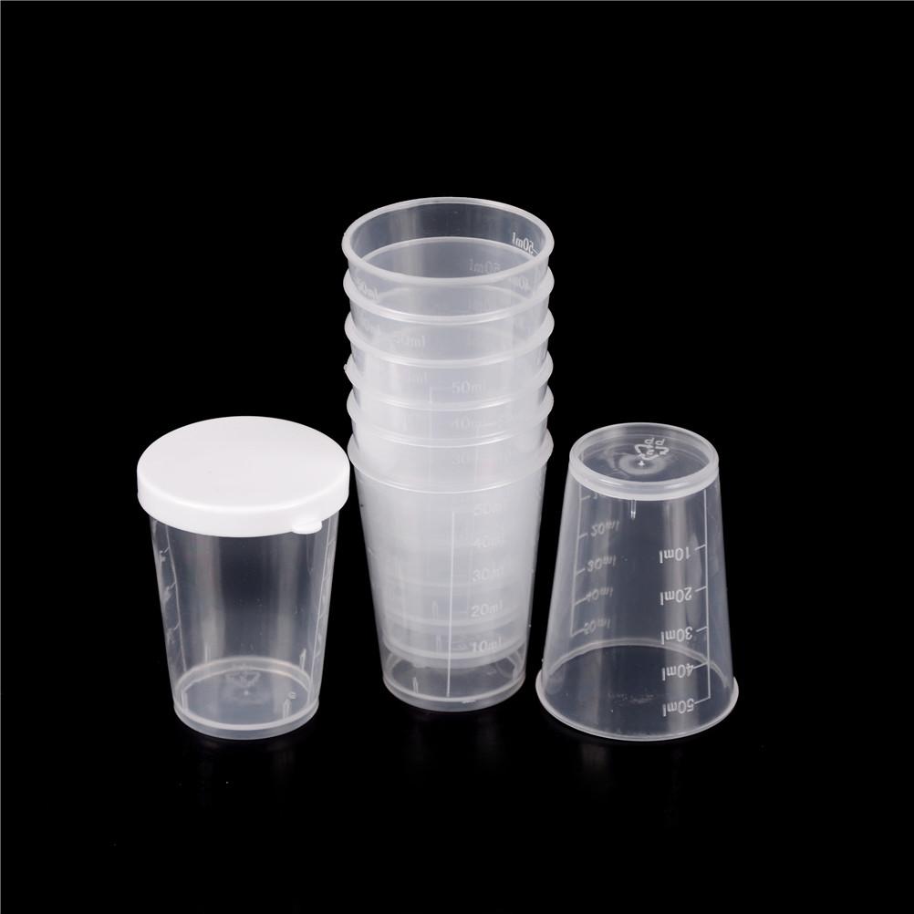 Cylindre de Test de Laboratoire Gradué en Plastique PP Transparent Tasses de Mesure de Liquide Couvercle Blanc Indexation Récipient Transparent Tube20ml/30ml/50ml