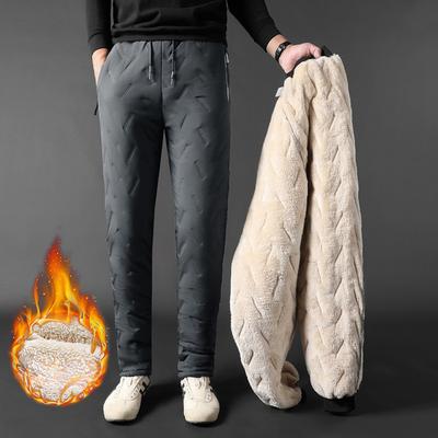 Lamb Wool, Cotton Pants, Padded, Cold Resistant, Men's, Elastic Waistband, Casual Pants, Warm, Long Pants