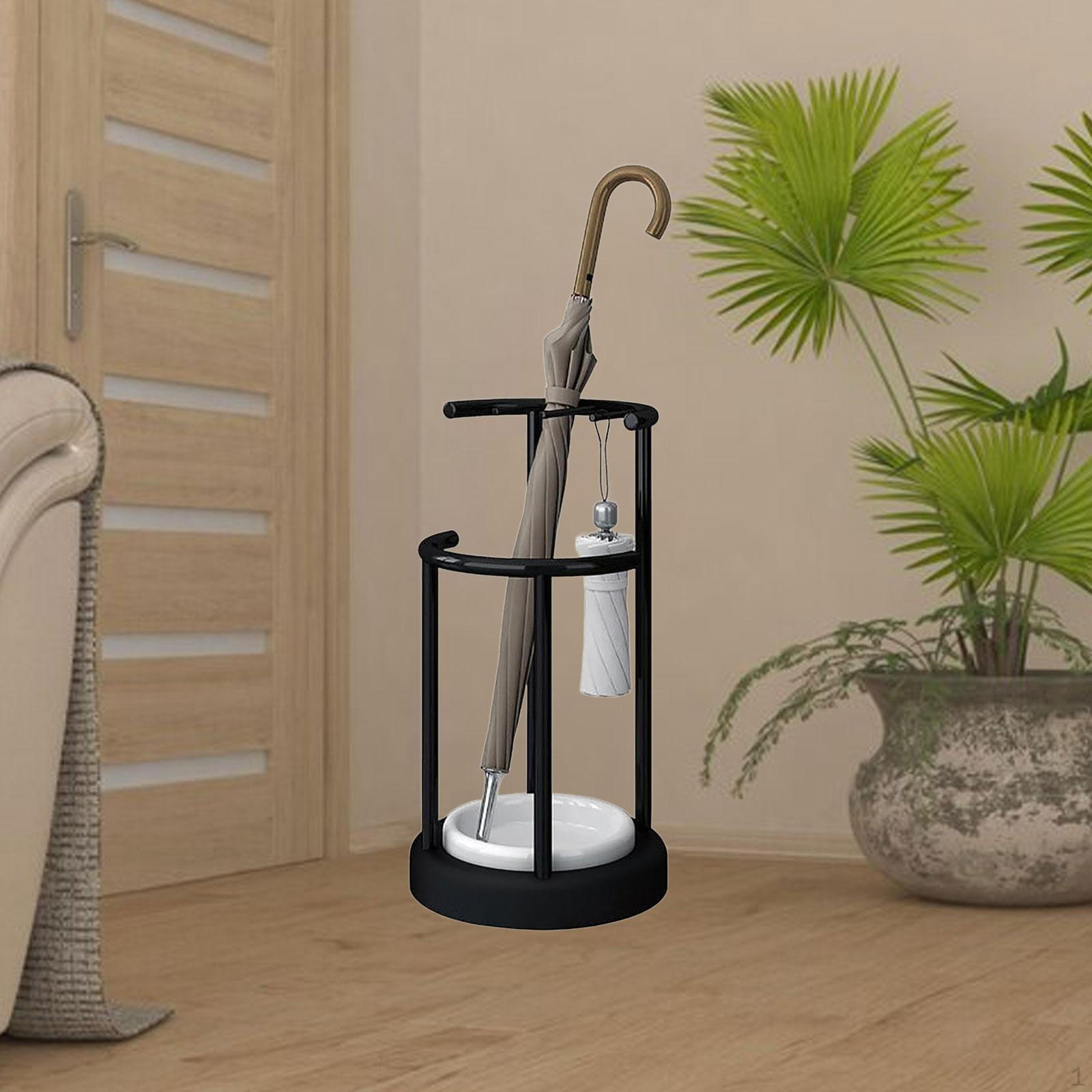 

Прочный металлический держатель для зонта со стильным дизайном для дома и офиса White Base_Black Rack