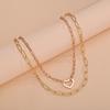 Cold Wind, Metal Paper Clip Love Double-layer Stacked Personalized Women's Collarbone Chain Necklace