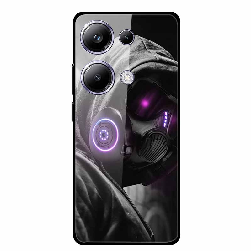 Glass Back Cover For Poco M6 Pro 4G Case M 6 M6Pro Hard Tempered Glass Case For Xiaomi Redmi Note 13 Pro Phone Case Soft Bumper