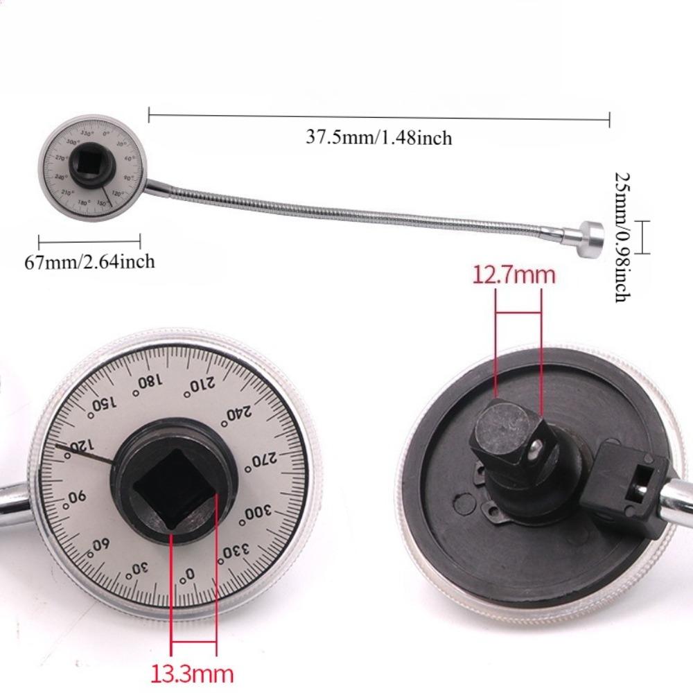 High-Quality 1/2" Torque Protractor - Pointer Dial Angle Gauge & Torque Angle Meter for Auto Repair Precision Torque Measurement