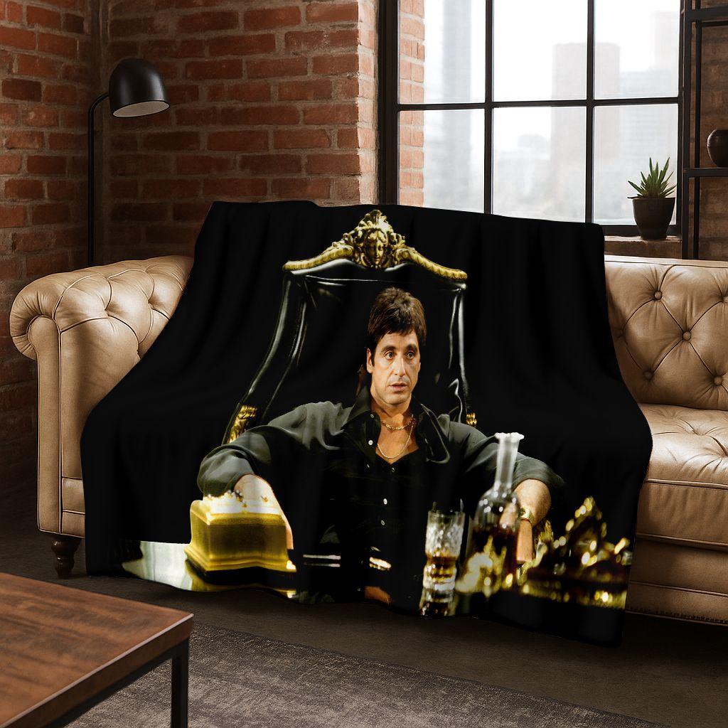 Classic Scarface Tony Montana Movie Art Flannel Blanket,Cozy Soft Throw Blanket for Home Bedroom Bed Sofa Picnic Cover Gift