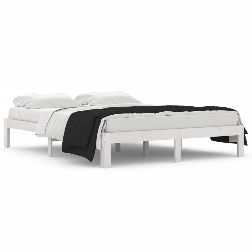 Solid Wood Bed White 150x200 Cm