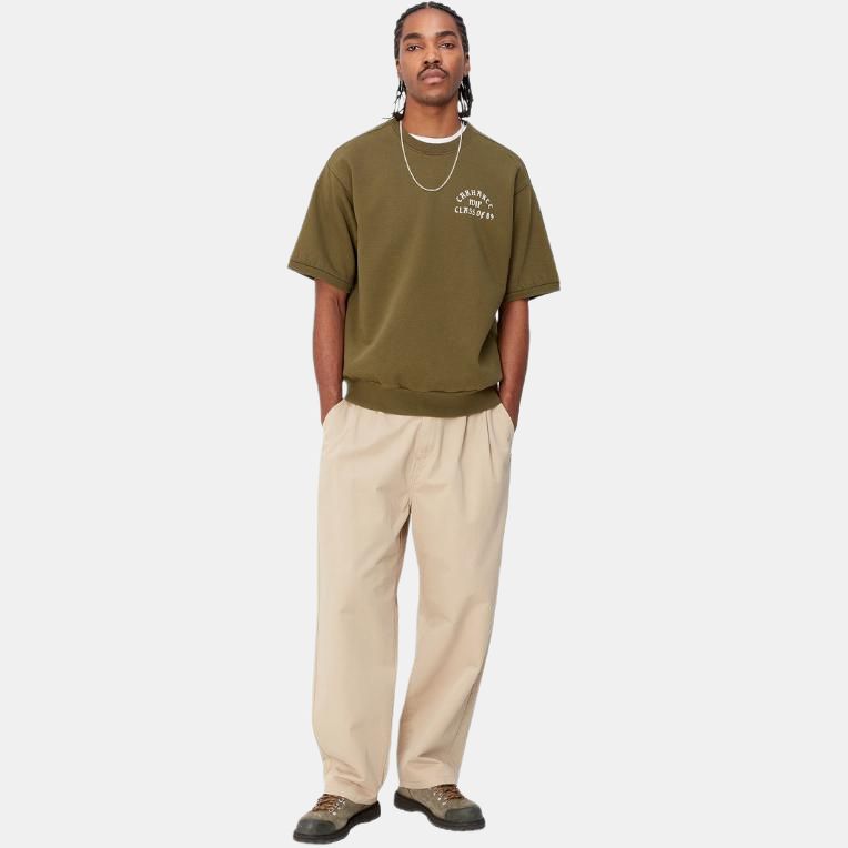 Carhartt WIP SS24 Marv Pant Solid Square Label Loose Fit Tapered Zip Casual Pants Men pants Khaki I033129-G1-06