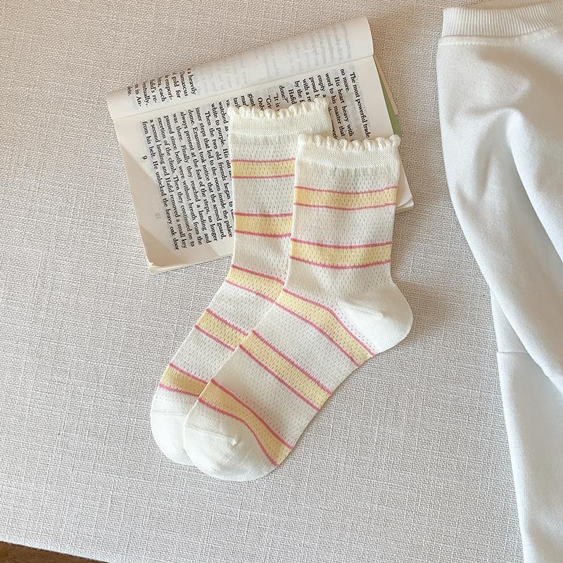 Women's New Summer Thin Simple All Build Mesh Tube Stack Socks