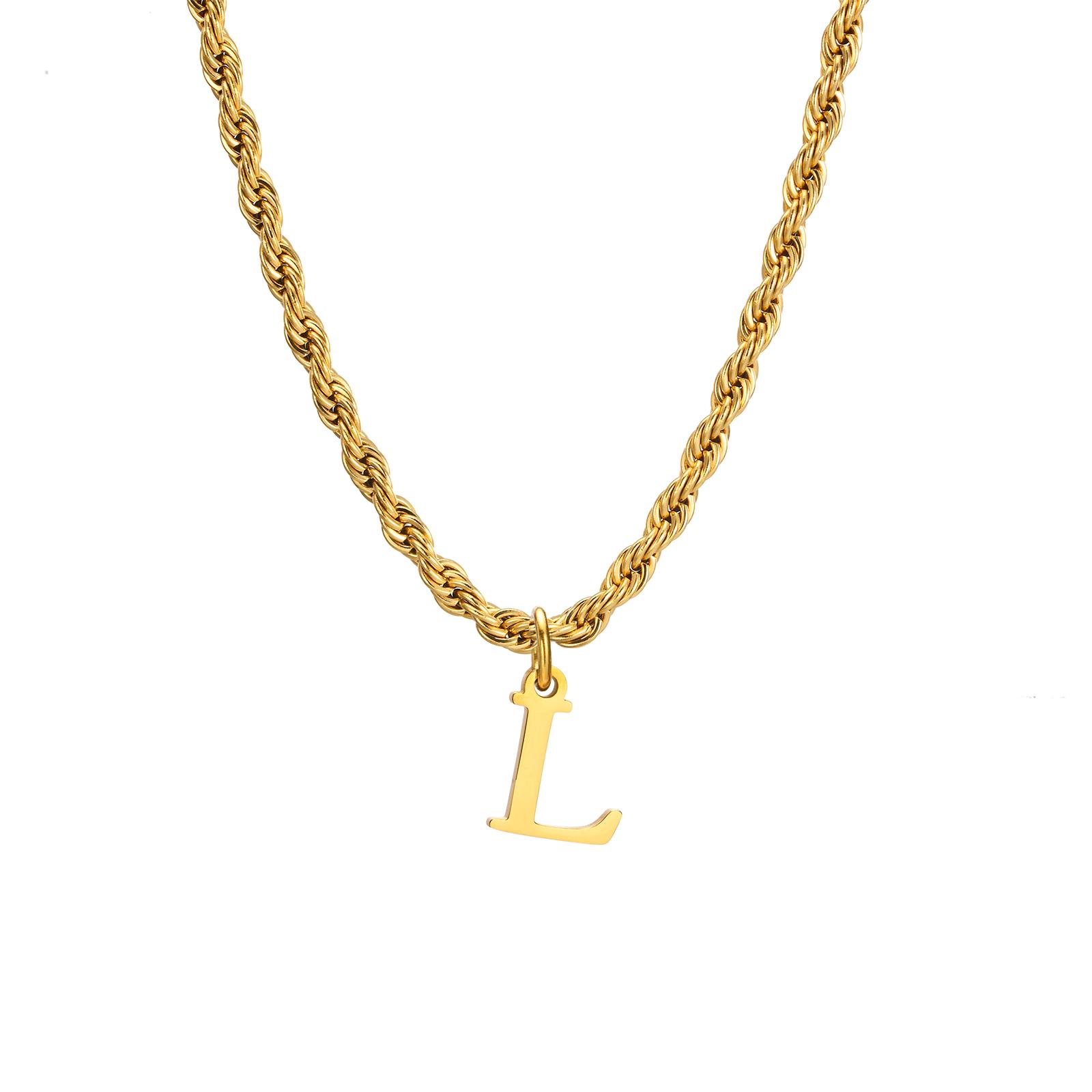 

Stainless Steel Initial Necklace for Women Men Letter Name Necklace Rope Chain Link Jewelry Silver Color