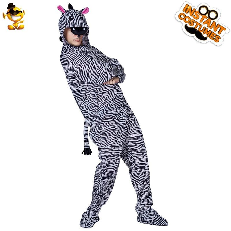 Adult Men's Halloween Funny Animals Zebra Siamese Pajamas Animal Party Stage Performance Costumes