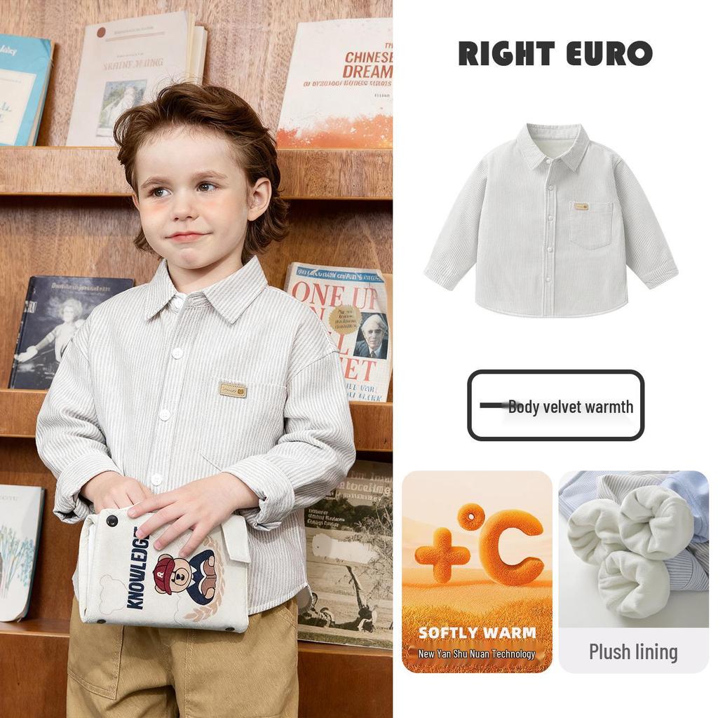 Trendy European Boys' Long Sleeve Casual Shirt - Spring/Autumn Kids' Clothing