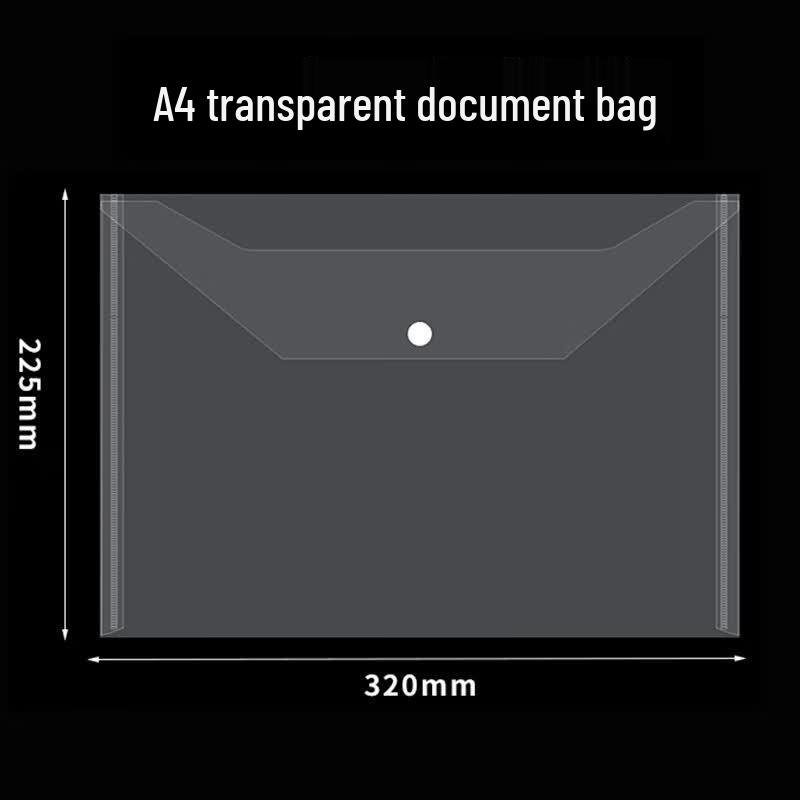 Bailiwen A4 Transparent Snap Button Document Bag (Pack of 20) A4 (320x225mm)