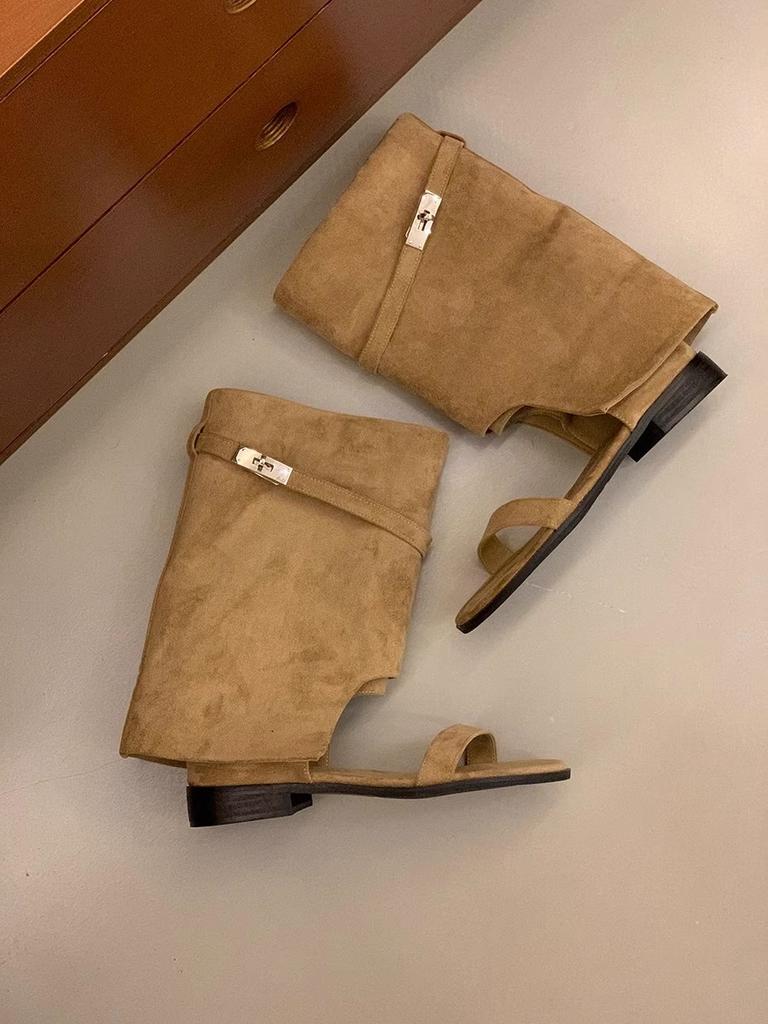 Spice Girls Pants Boots Women's 2025 New Summer Open-toed Western Cowboy Boots Short Pants Roman Sandals