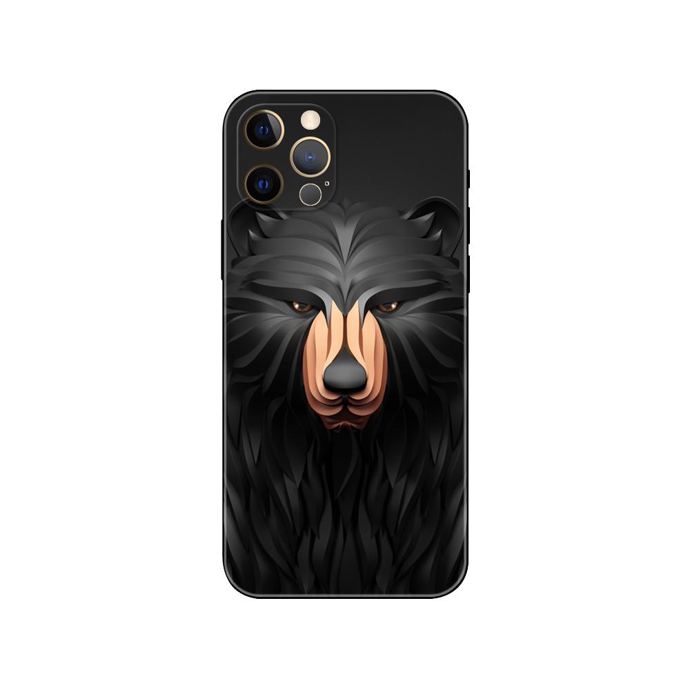 Die Flagge von Russland Bär Telefonhülle für iPhone 5 5s 2020se 6 6s 7 8 plus x 10 XR XS 11 12 13 mini pro MAX schwarze TPU-Rückseite