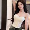 Fishbone Shapewear Women's Bustier Top With Built-in Padding Slimming High-Waist European Fashion Bandeau Corset Stylish Body Shaper Dress Wear