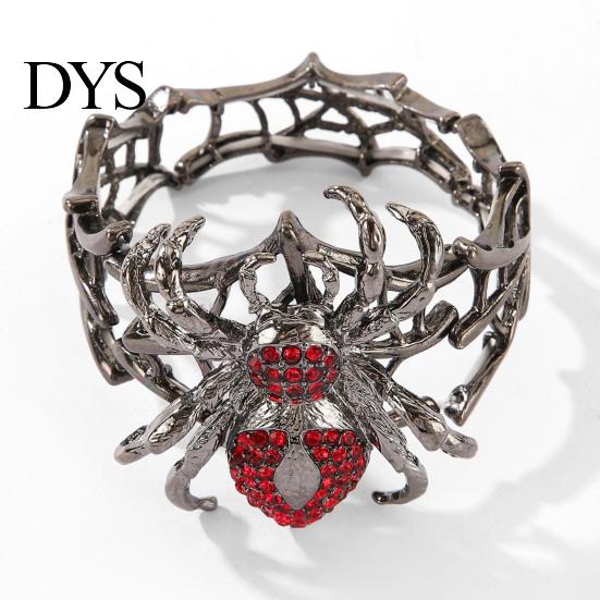Personalized Daily Accessory Vintage Rhinestone Spider Bracelet, Gothic Punk Adjustable Stretch Bangle Cool Rock Soul Wristband for Men Women,