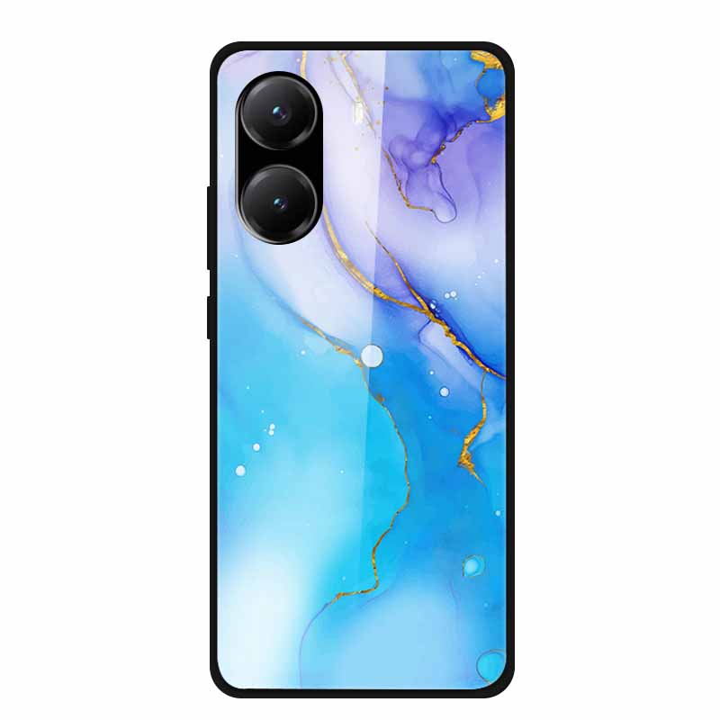 Tempered Glass Case For Poco X7 Pro Back Cover PC Hard Shockproof Cases for Xiaomi PocoX7 Pro Funda Marble Texture Fashion Coque