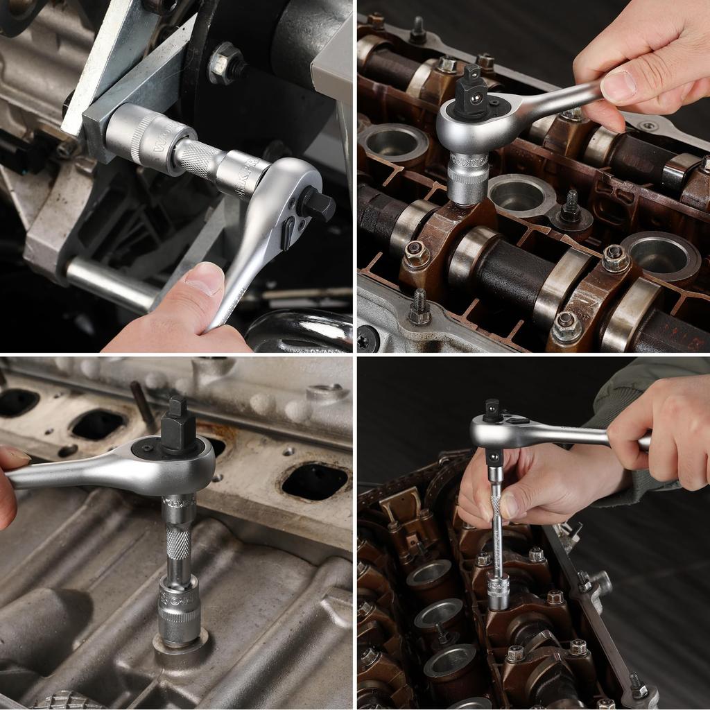 WORKPRO Socket Wrench Garage Tool Set with Ratchet and Ratchet Wrench Motorcycle and Automotive Repair Tool Set with Storage Case 22-Piece Set,