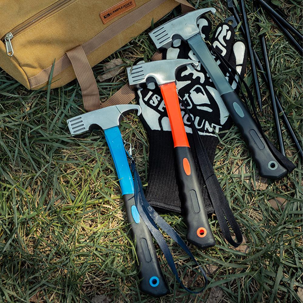Portable Carbon Steel Camping Tent Hammer - Multifunction Tool for Peg Stake Puller, Mallet, Awning Canopy Remover & Extractor